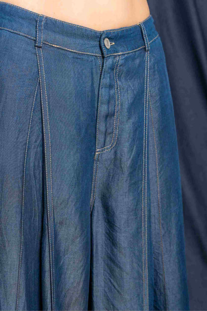 PANTALON WIDE LEG CHAMBRAY G-C 8048