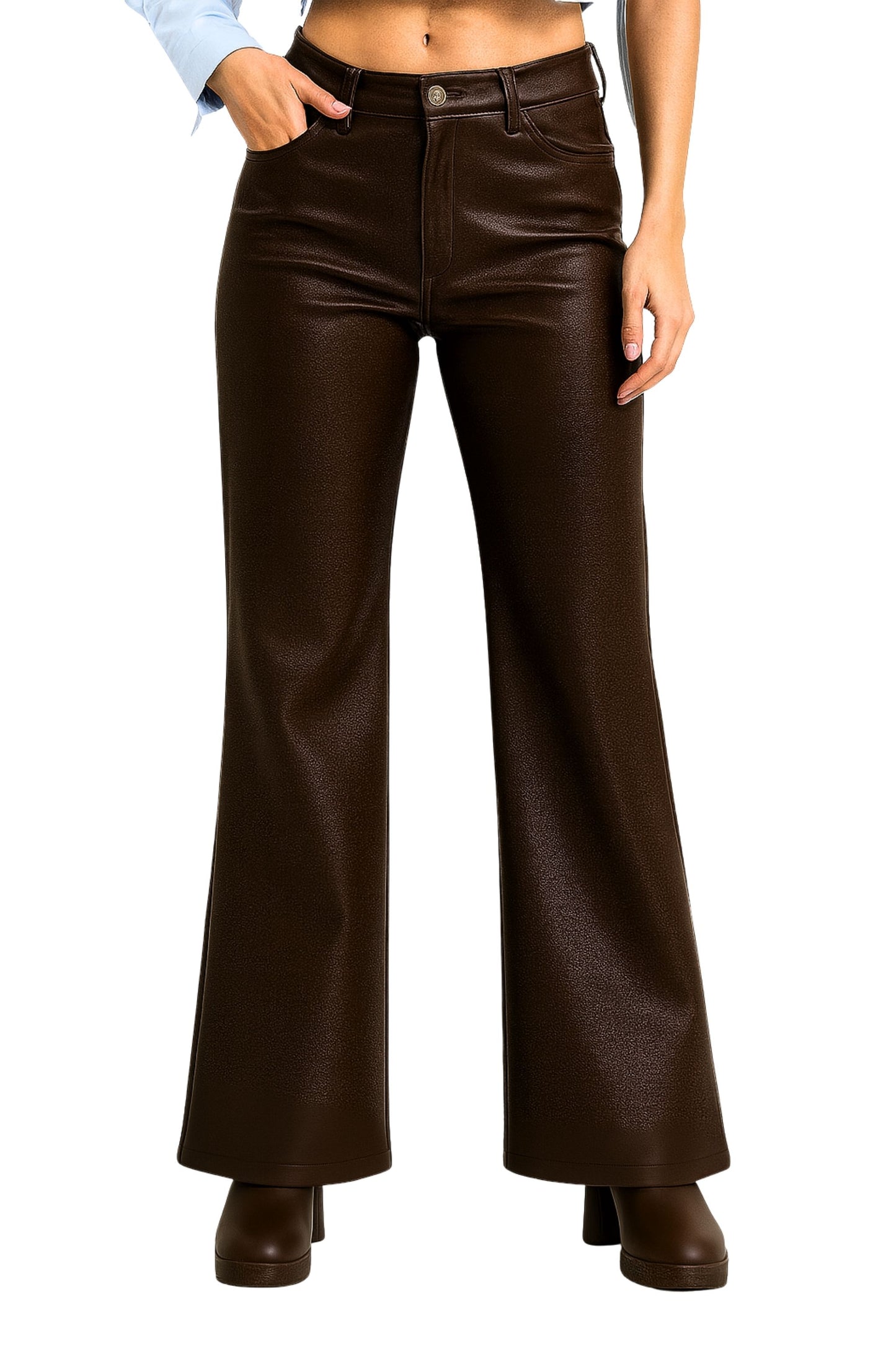 PANTALON WIDE LEG EFECTO PIEL 7302