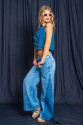 JEANS WIDE LEG CONTRASTE G-M 7624.
