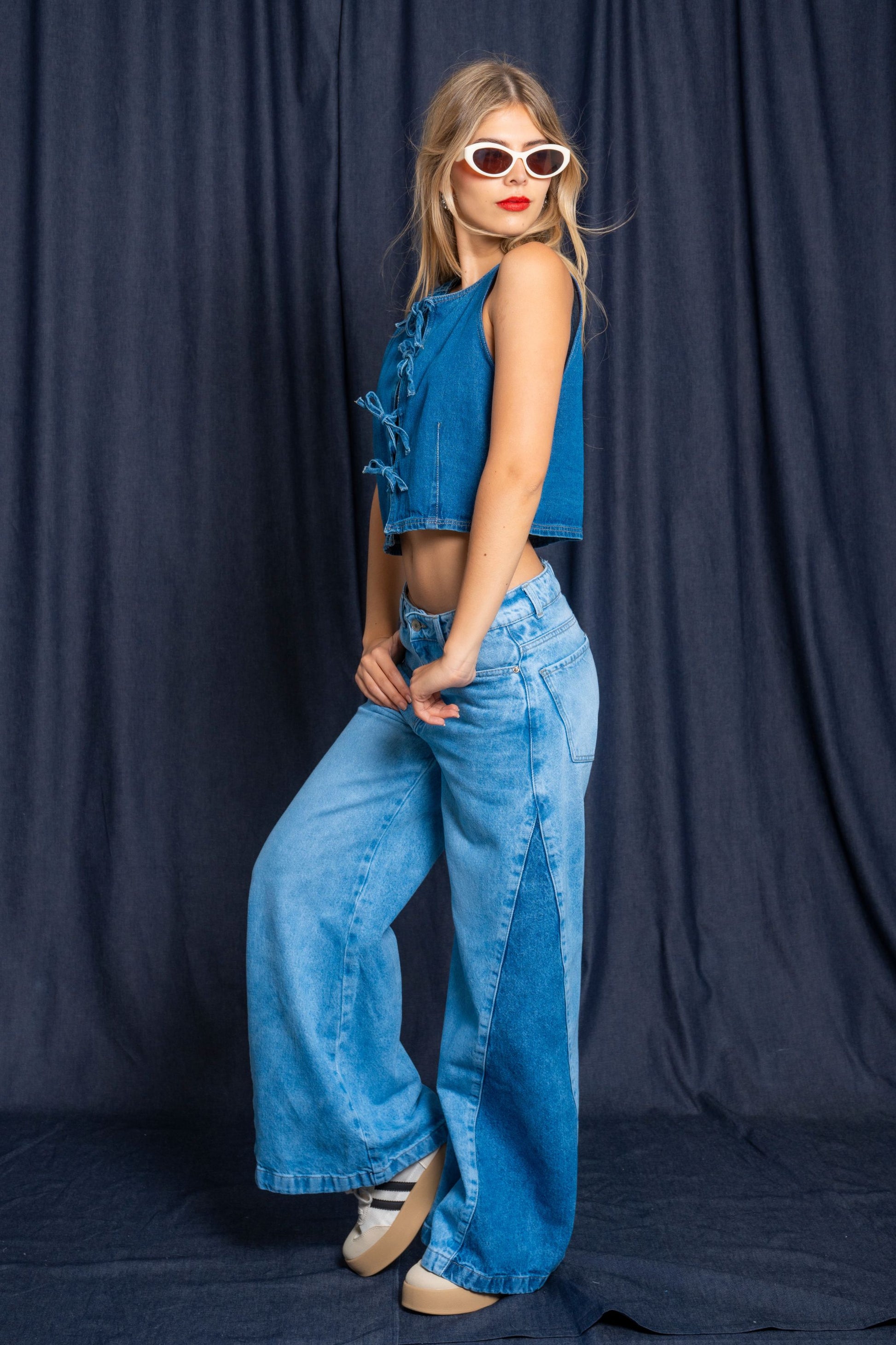 JEANS WIDE LEG CONTRASTE G-M 7624.