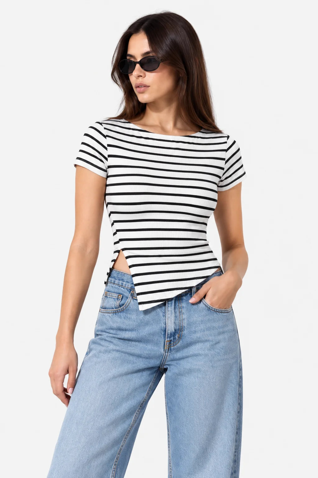 TOP ASIMETRICO RAYAS E-F 9251
