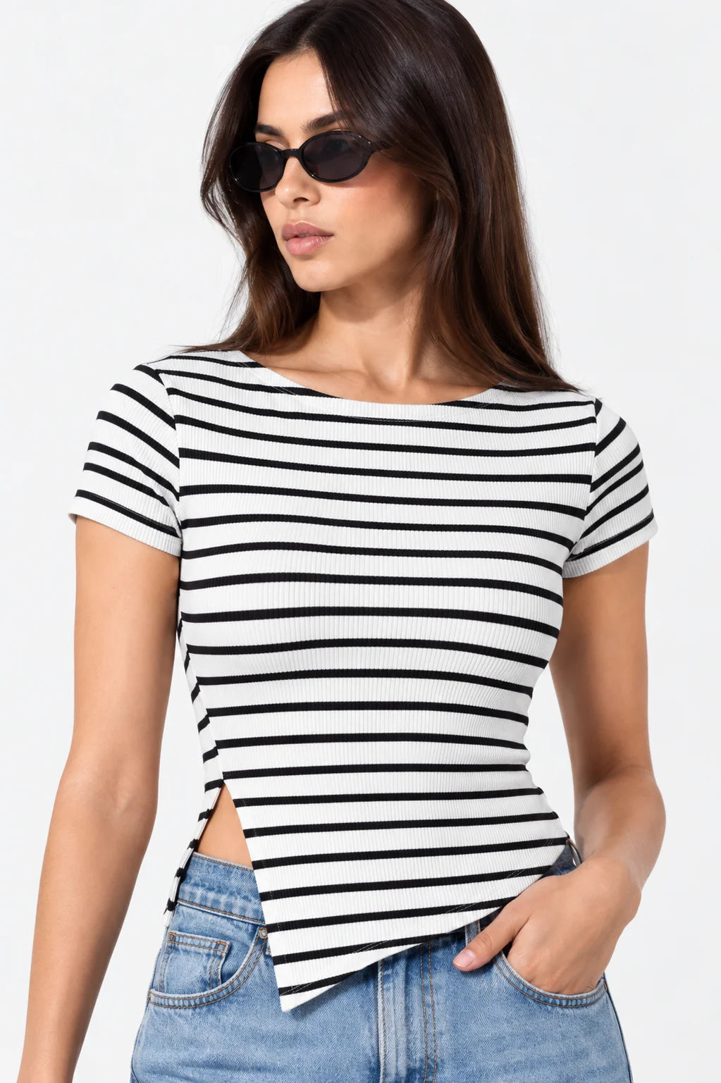 TOP ASIMETRICO RAYAS E-F 9251