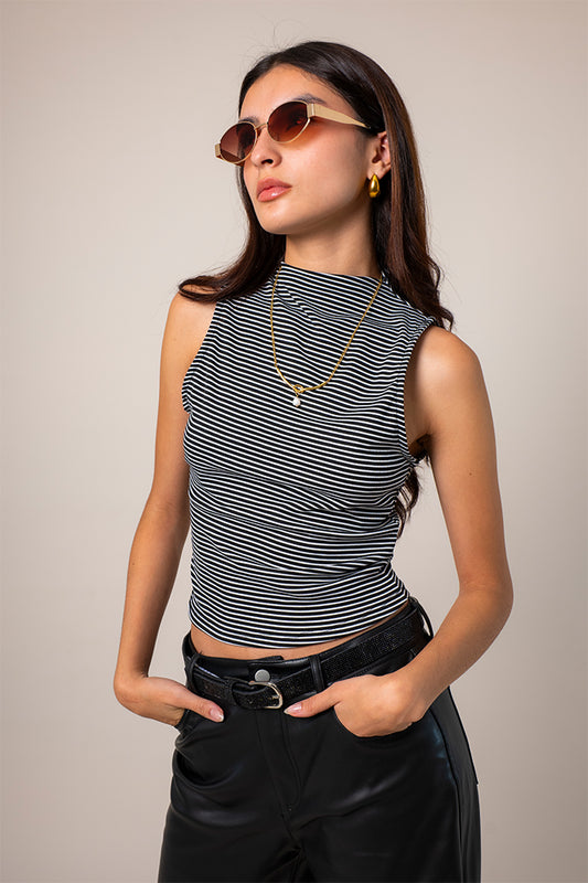 TOP CUELLO ALTO RAYAS B-C 8500