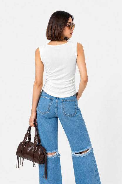 TOP FRUNCE RIB T-M 8714