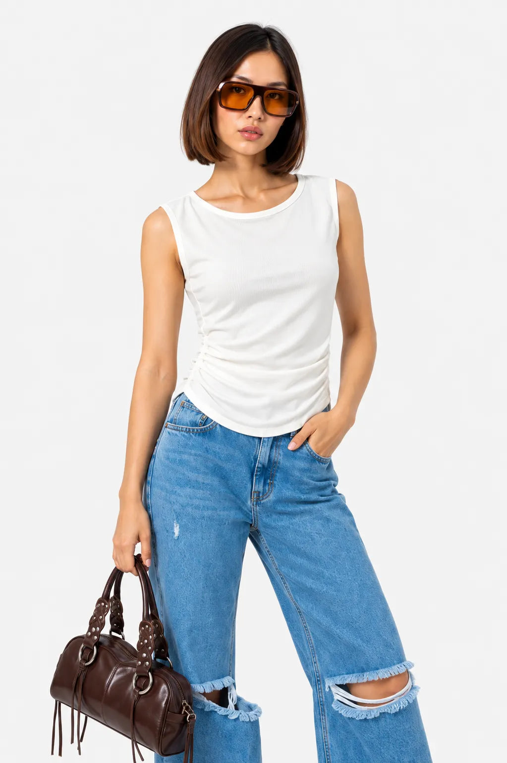 TOP FRUNCE RIB T-M 8714