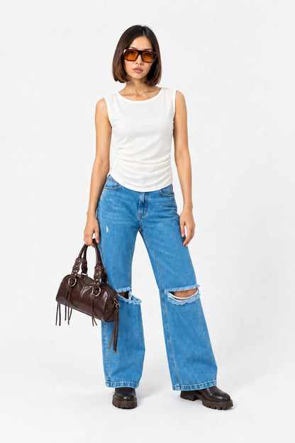 TOP FRUNCE RIB T-M 8714