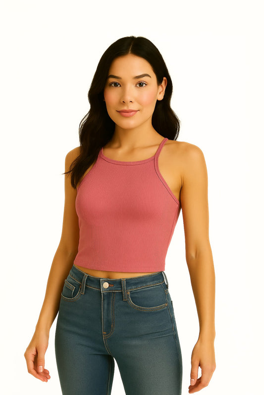 TOP HALTER RIB 6819