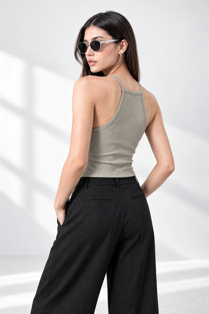 TOP HALTER RIB T-M 9693