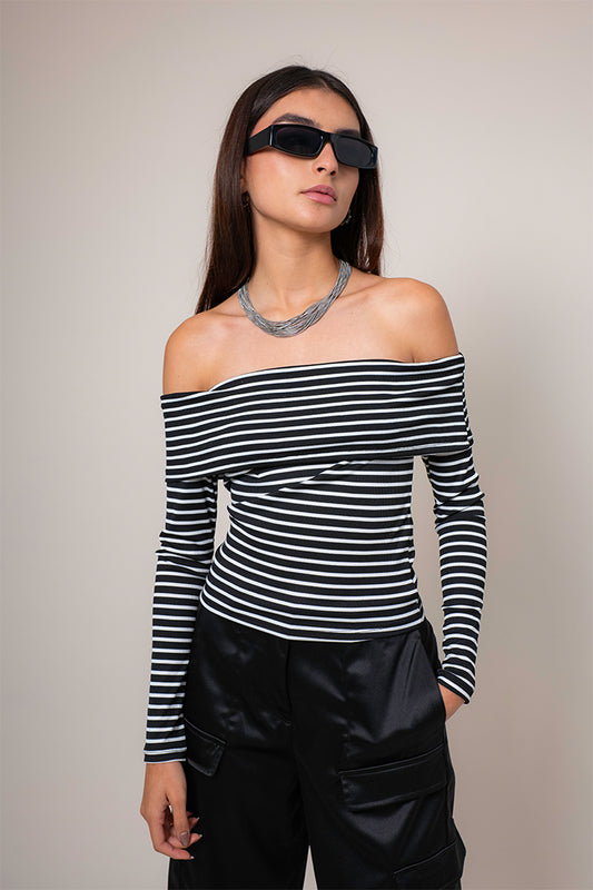 TOP HOMBROS DESCUBIERTOS RAYAS B-M 8572.