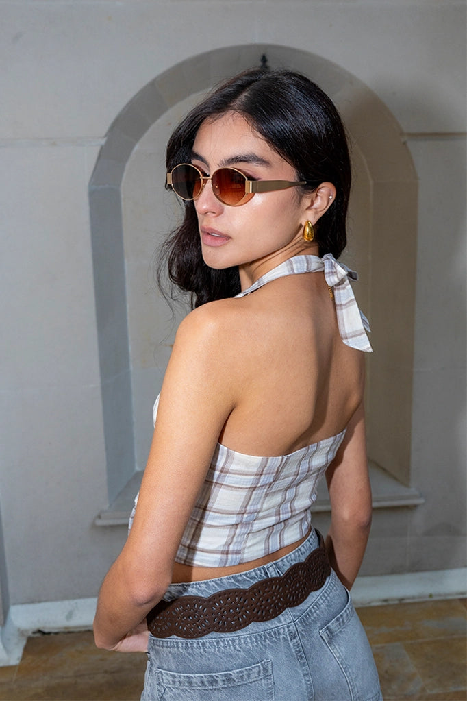 TOP LACE UP CUADROS R-C 8334.