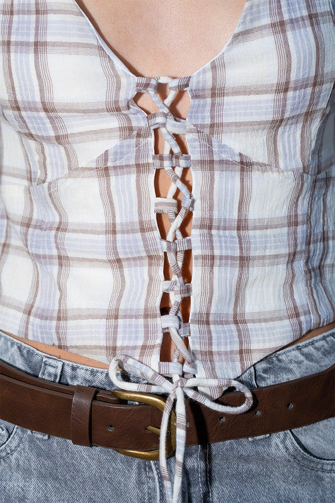 TOP LACE UP CUADROS R-C 8334.