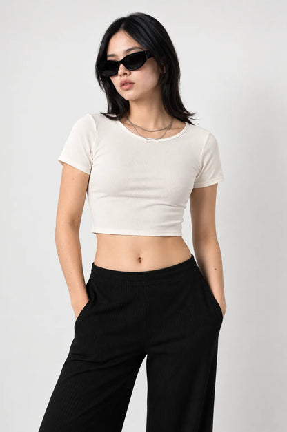 TOP MANGA CORTA RIB T-M 8713