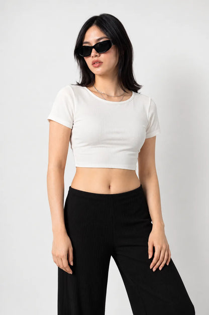 TOP MANGA CORTA RIB T-M 8713