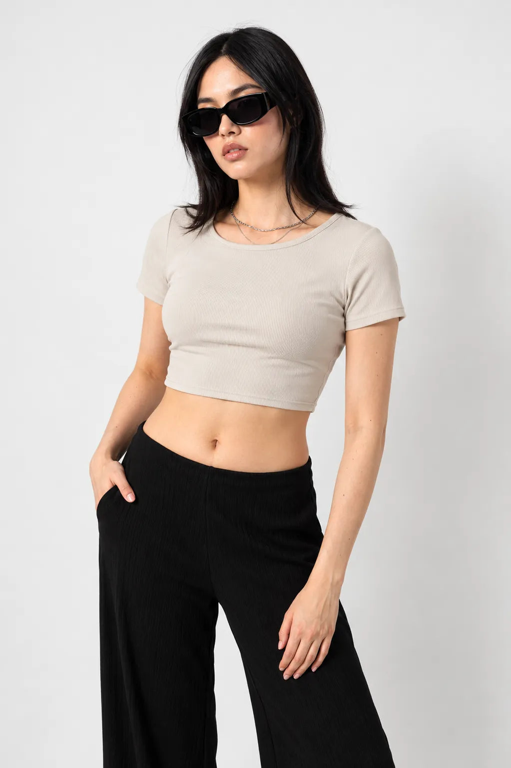 TOP MANGA CORTA RIB T-M 8713