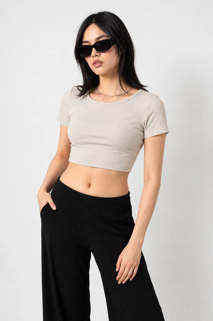 TOP MANGA CORTA RIB T-M 8713