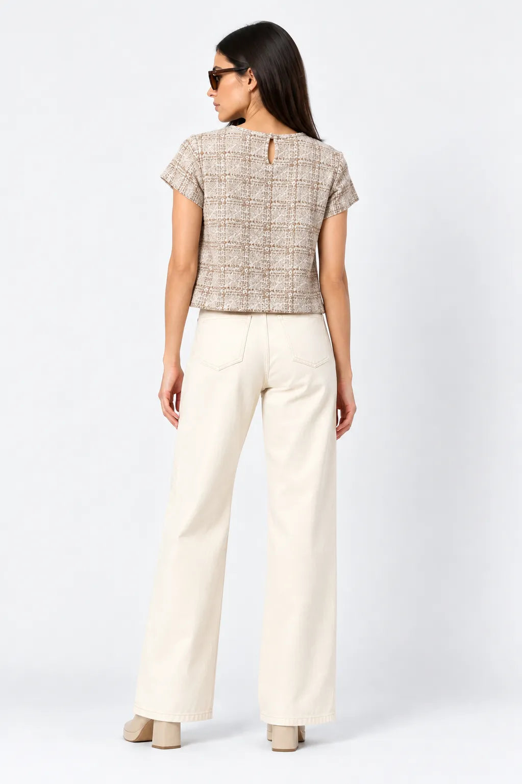 TOP MANGA CORTA TWEED G-F 9909