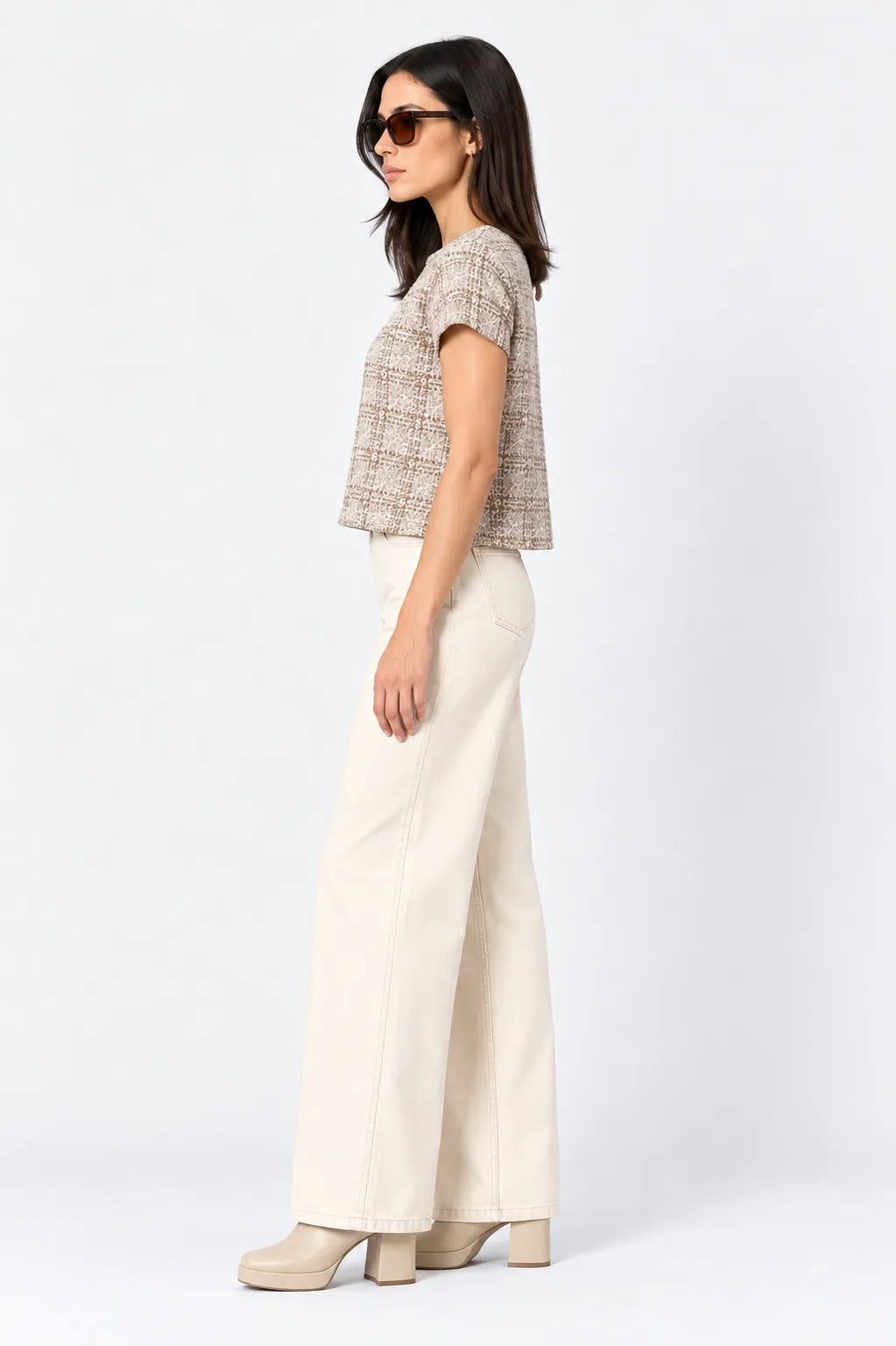 TOP MANGA CORTA TWEED G-F 9909