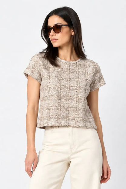TOP MANGA CORTA TWEED G-F 9909