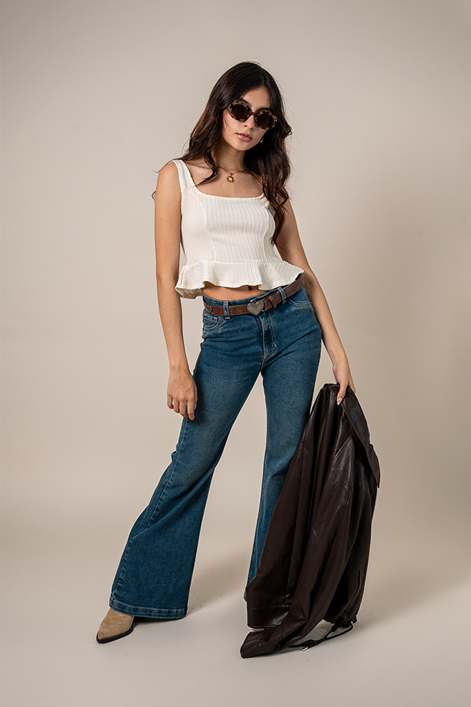 TOP PEPLUM TEXTURA E-M 9887