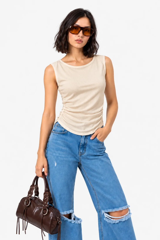TOP FRUNCE RIB T-M 8714