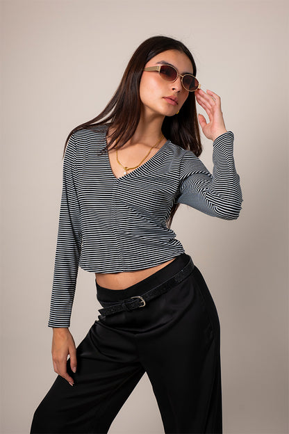TOP MANGA LARGA RAYAS B-F 8499