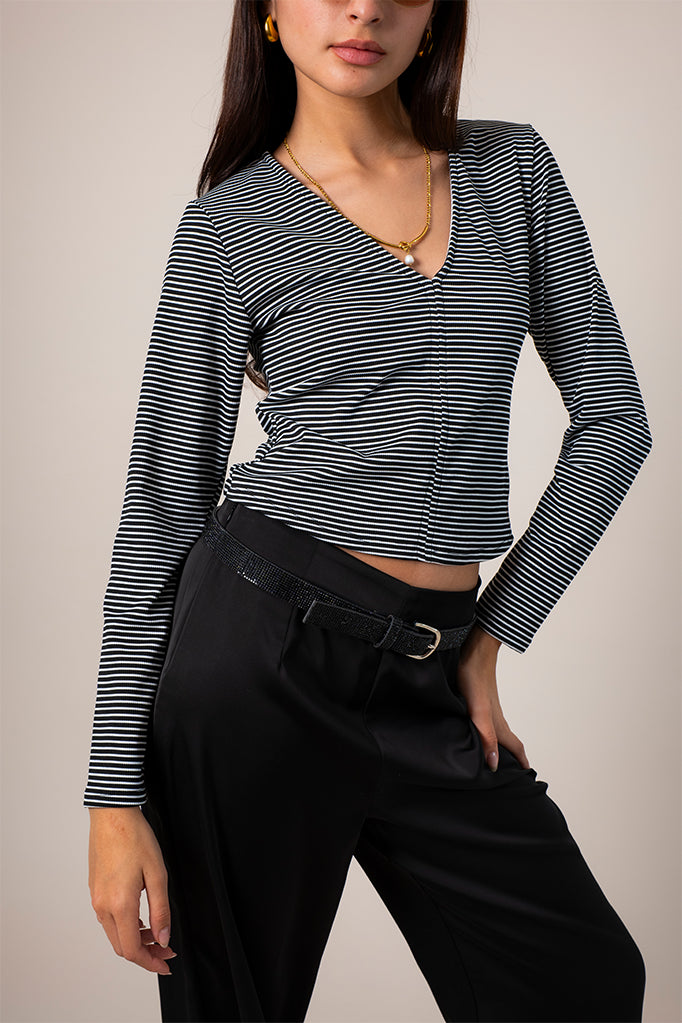 TOP MANGA LARGA RAYAS B-F 8499