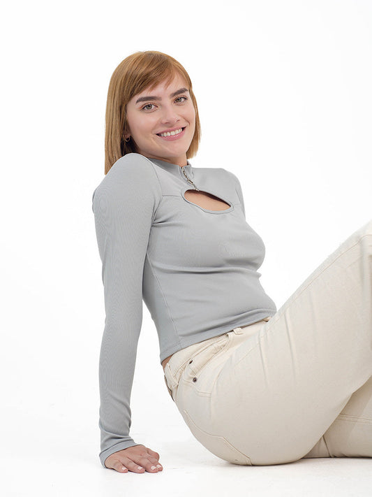 TOP CUELLO MOCK GENOVESA GRIS
