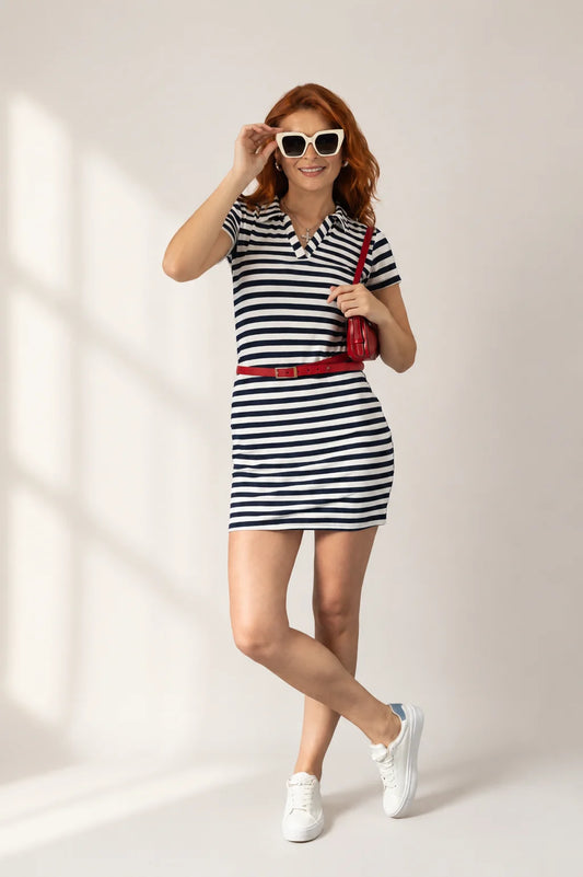VESTIDO CORTO RAYAS T-C 8268