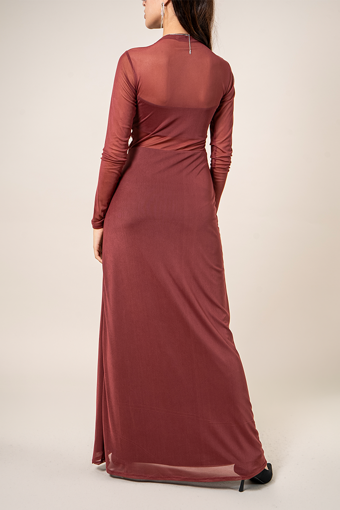 VESTIDO MANGA LARGA MESH B-F 8618.
