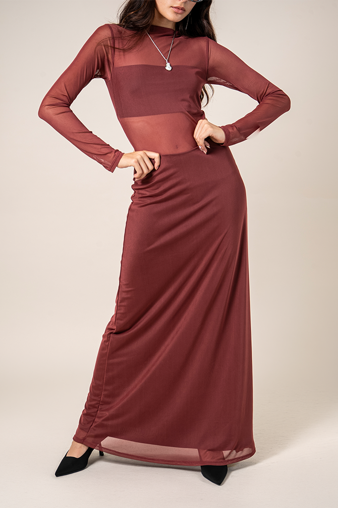 VESTIDO MANGA LARGA MESH B-F 8618.
