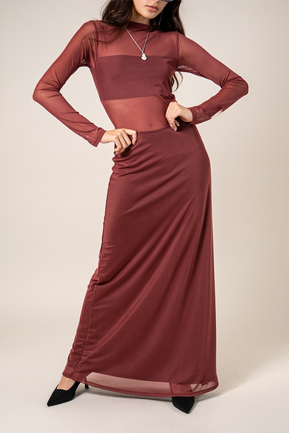 VESTIDO MANGA LARGA MESH B-F 8618.