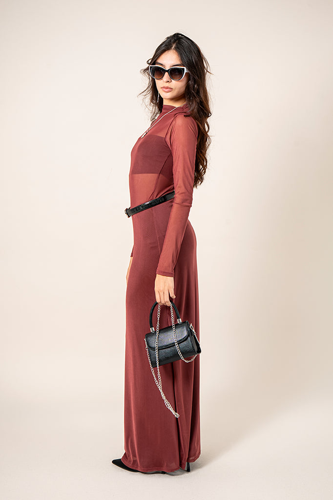 VESTIDO MANGA LARGA MESH B-F 8618.