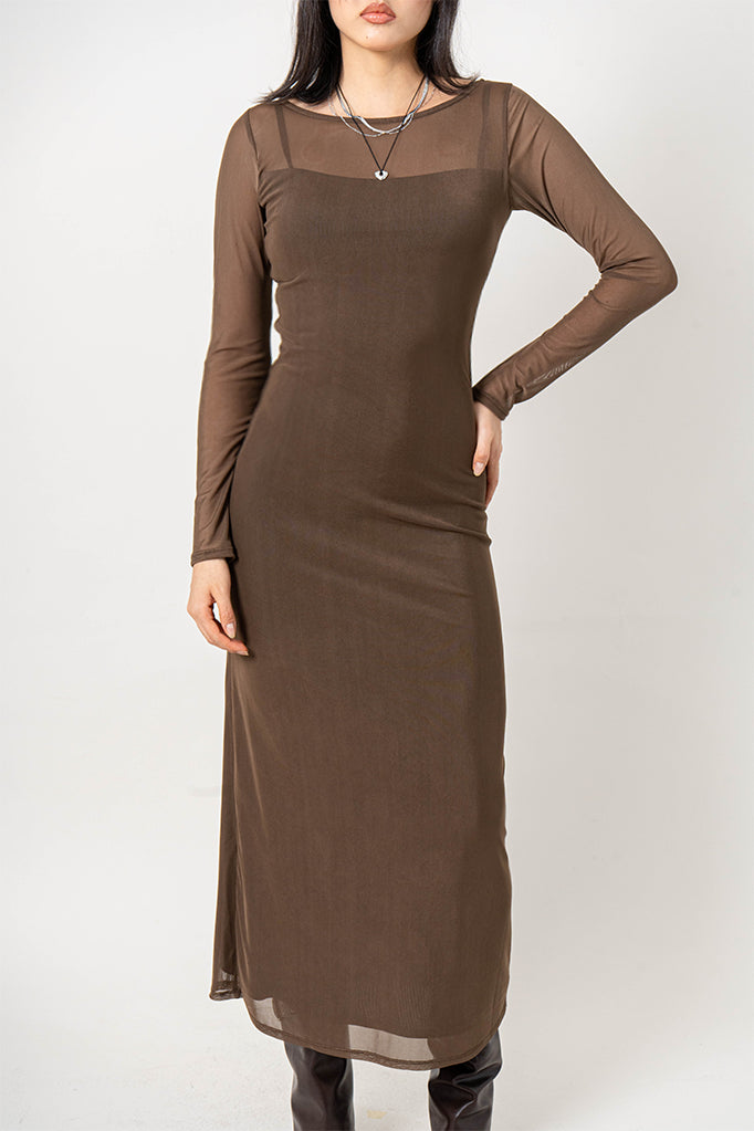 VESTIDO MANGA LARGA MESH G-F 8630.