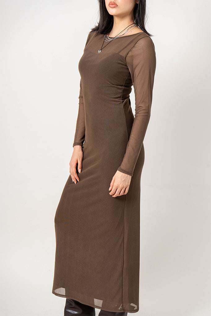 VESTIDO MANGA LARGA MESH G-F 8630.
