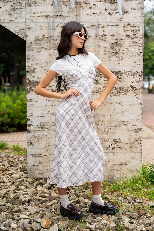 VESTIDO MIDI CUADROS R-C 8333.