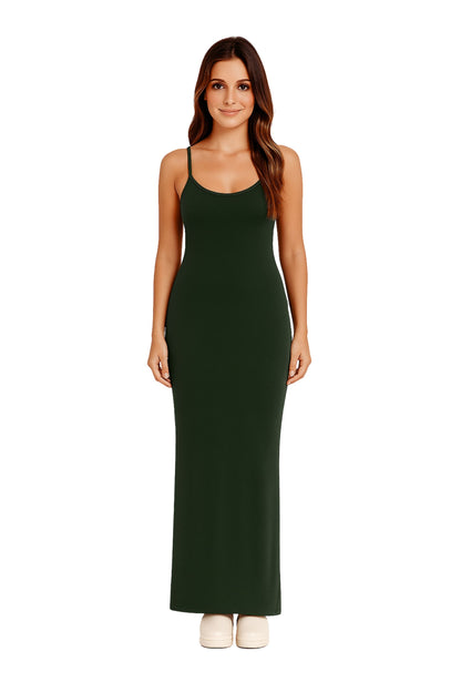VESTIDO RIB LARGO AJUSTADO TIRANTES 7136
