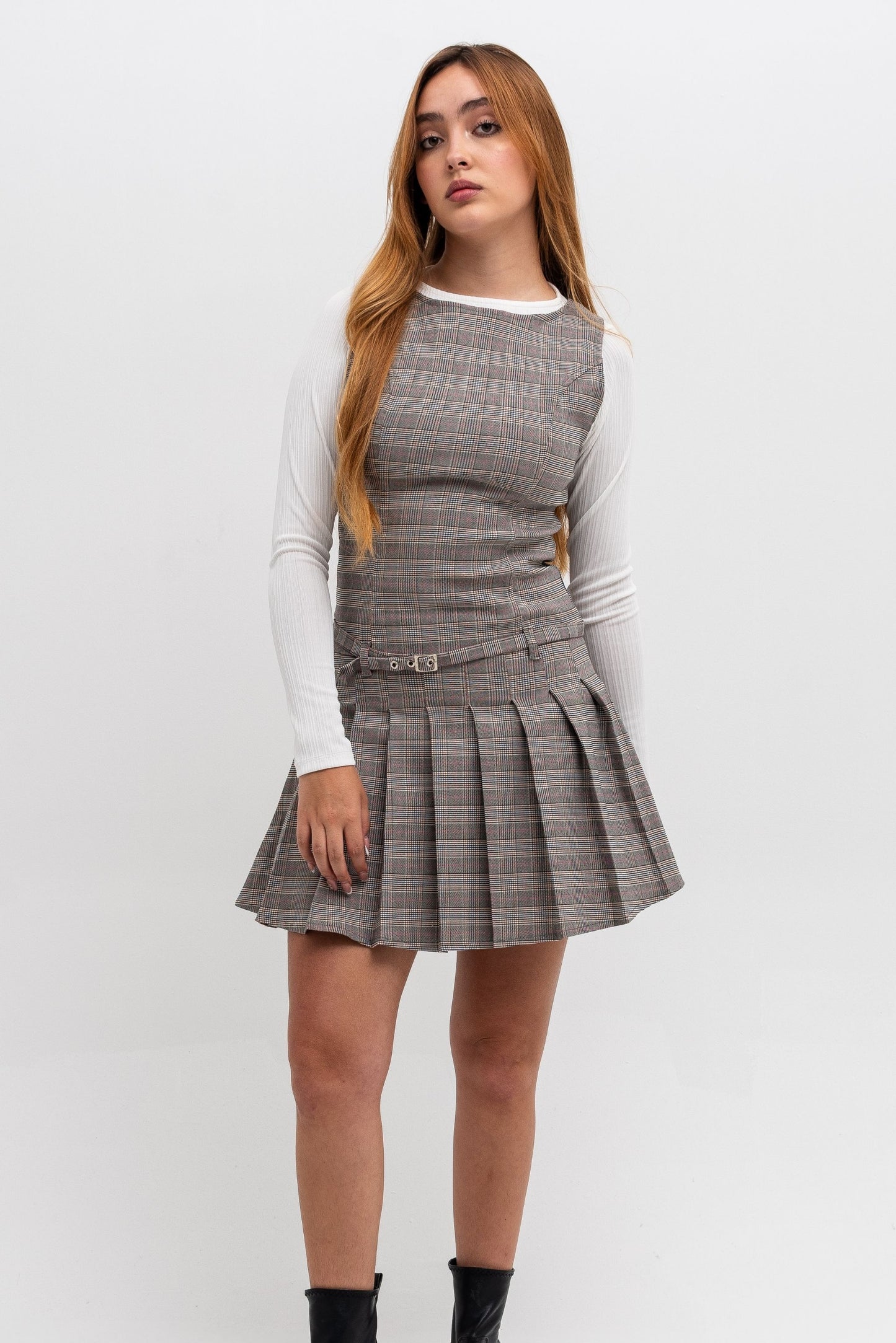 VESTIDO TABLAS CINTURON 7937