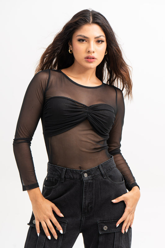 BLUSA DRAPEADA MESH BENNETT