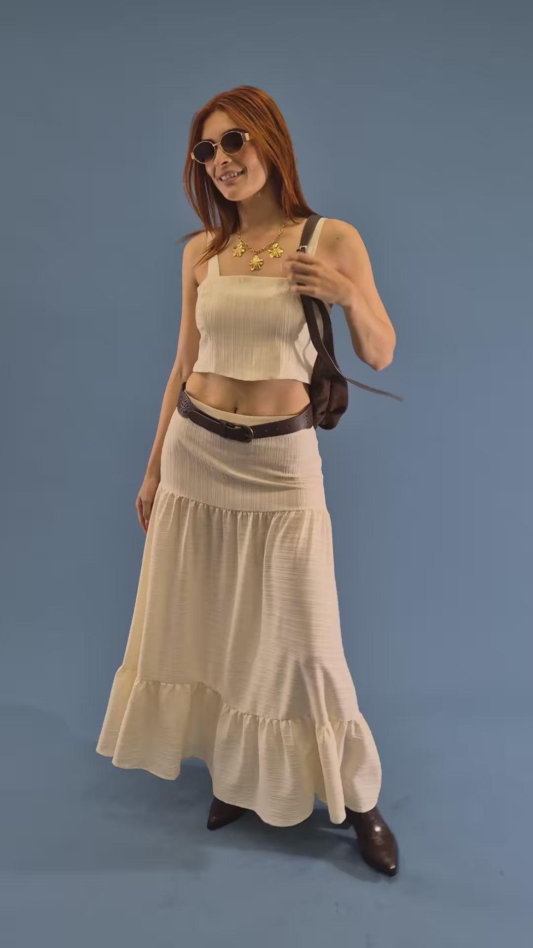 FALDA LARGA FLUIDA TEXTURA G-C 8240.