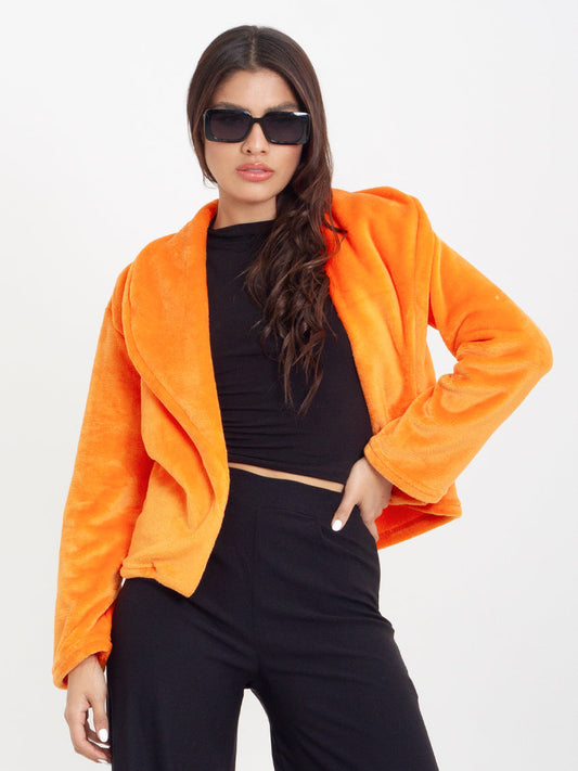 CHAQUETA EFECTO PELO MIMOSA NARANJA